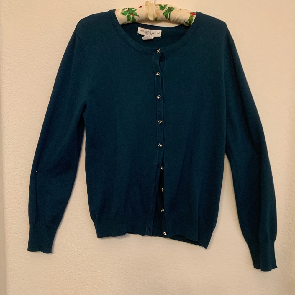 Elegant Teal Cardigan by Melrose Chic